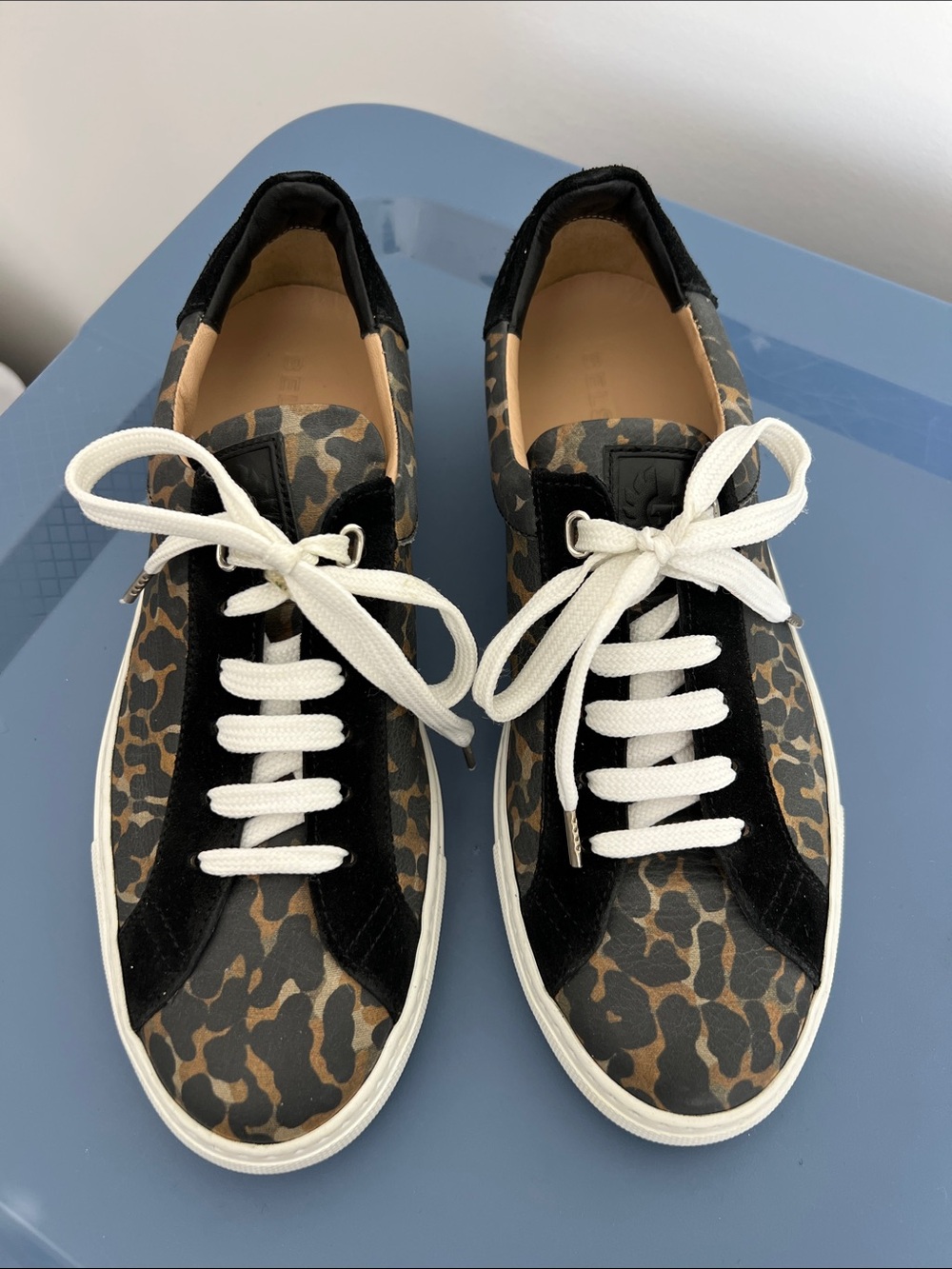 Belstaff dagenham leopard canvas suede low top sneakers tasmin gold colorway 38 - Picture 2 of 15